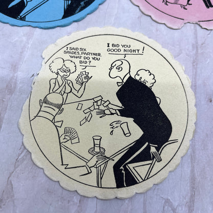 Vintage Bridge Coaster Illustrated Humor Cartoon Set of 3 TH9-BC-6