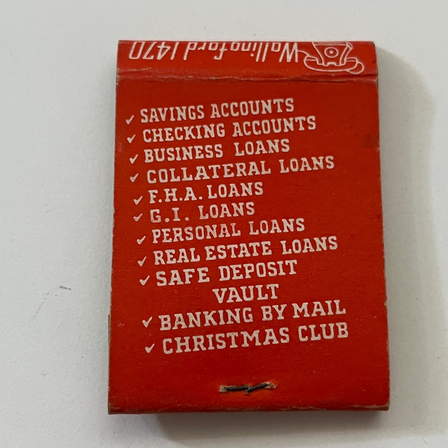 The Wallingford Bank & Trust Co Wallingford CT Vintage Matchbook Cover TB6-MB1-2