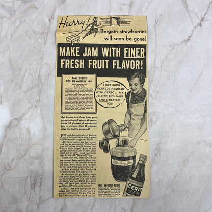 Certo for Jams and Jellies 6x11" 1935 Minneapolis Journal Advertisement D10