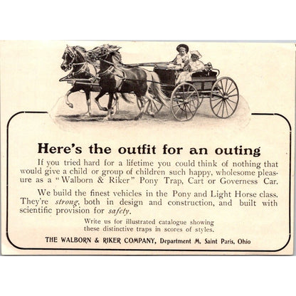 The Walborn & Riker Company Governess Car Saint Paris OH Ad 4x5.5" AI9-H4