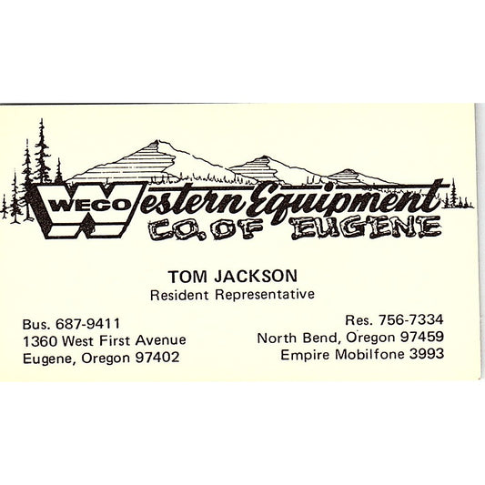 Western Equipment Co of Eugene Tom Jackson Eugene OR Business Card SB4-B4