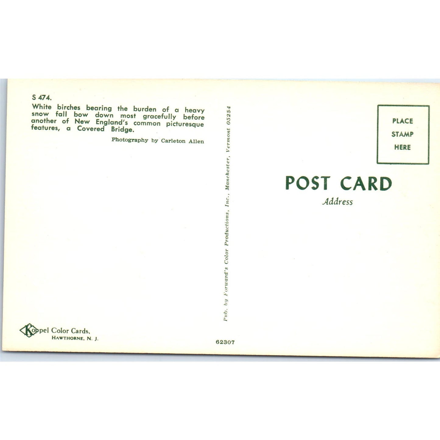 New England Covered Bridge in Winter Covered Bridge Postcard PB12