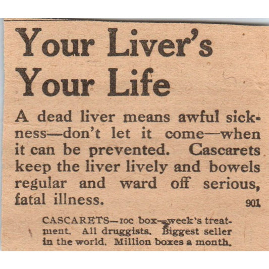 Cascarets Liver Treatment 1910 Magazine Ad AF1-CM2