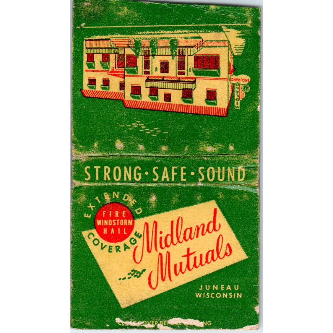 Midland Mutuals Juneau Wisconsin Vintage Matchbook Cover SF4-Y7