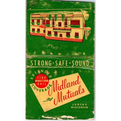 Midland Mutuals Juneau Wisconsin Vintage Matchbook Cover SF4-Y7