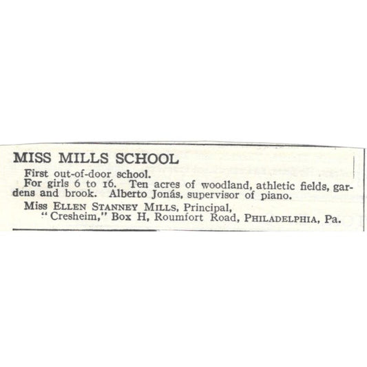 Miss Mills School Ellen Stanney Mills Philadelphia c1918 Advertisement AE5-SA5