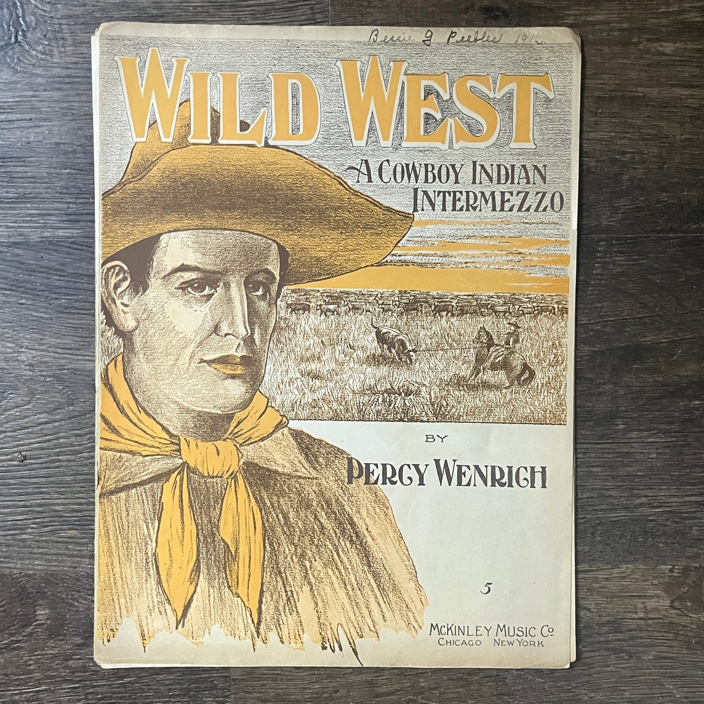 Wild West A Cowboy Indian Intermezzo 1908 Sheet Music Percy Wenrich V6