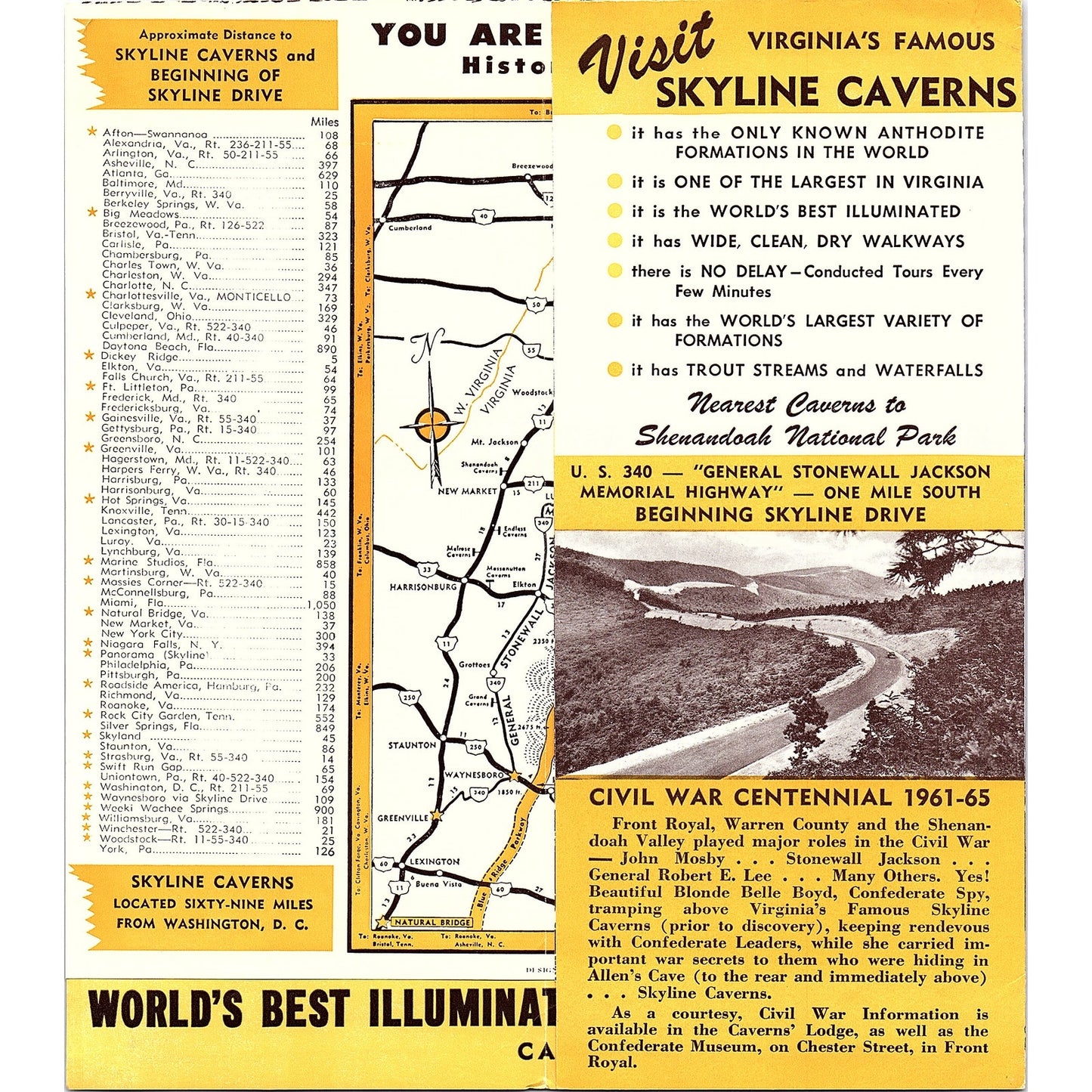 1940s Virginia's Famous Skyline Caverns Front Royal VA Travel Brochure TH2-TB2