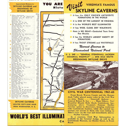 1940s Virginia's Famous Skyline Caverns Front Royal VA Travel Brochure TH2-TB2