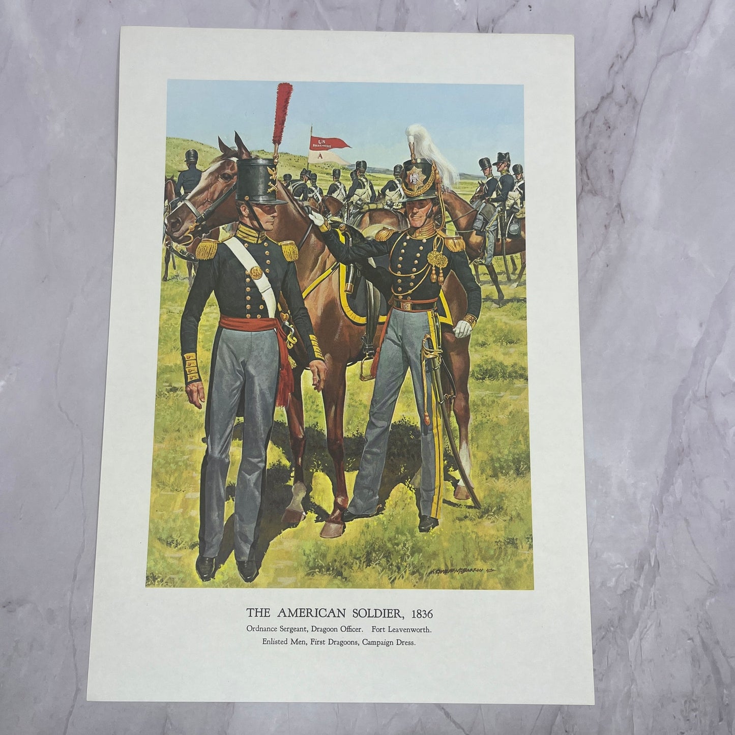 1836 Ordnance Sergeant & Dragoons at Ft. Leavenworth c1965 Art Print V14-4