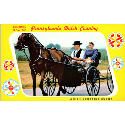 Amish Courting Buggy Pennsylvania Dutch Country Postcard PD7