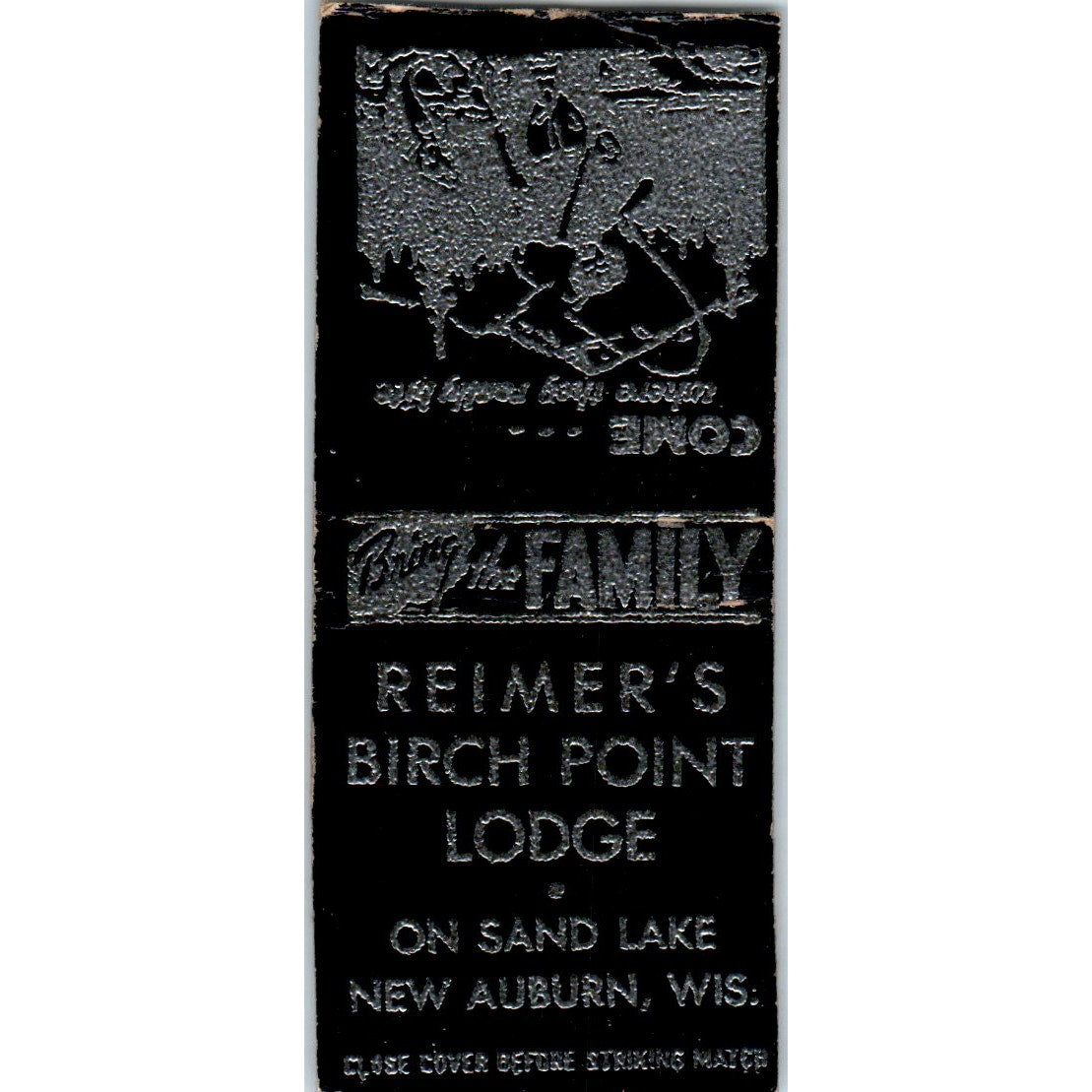Reimer's Birch Point Lodge on Sand Lake New Auburn WI Vintage Matchbook SD4-Y2