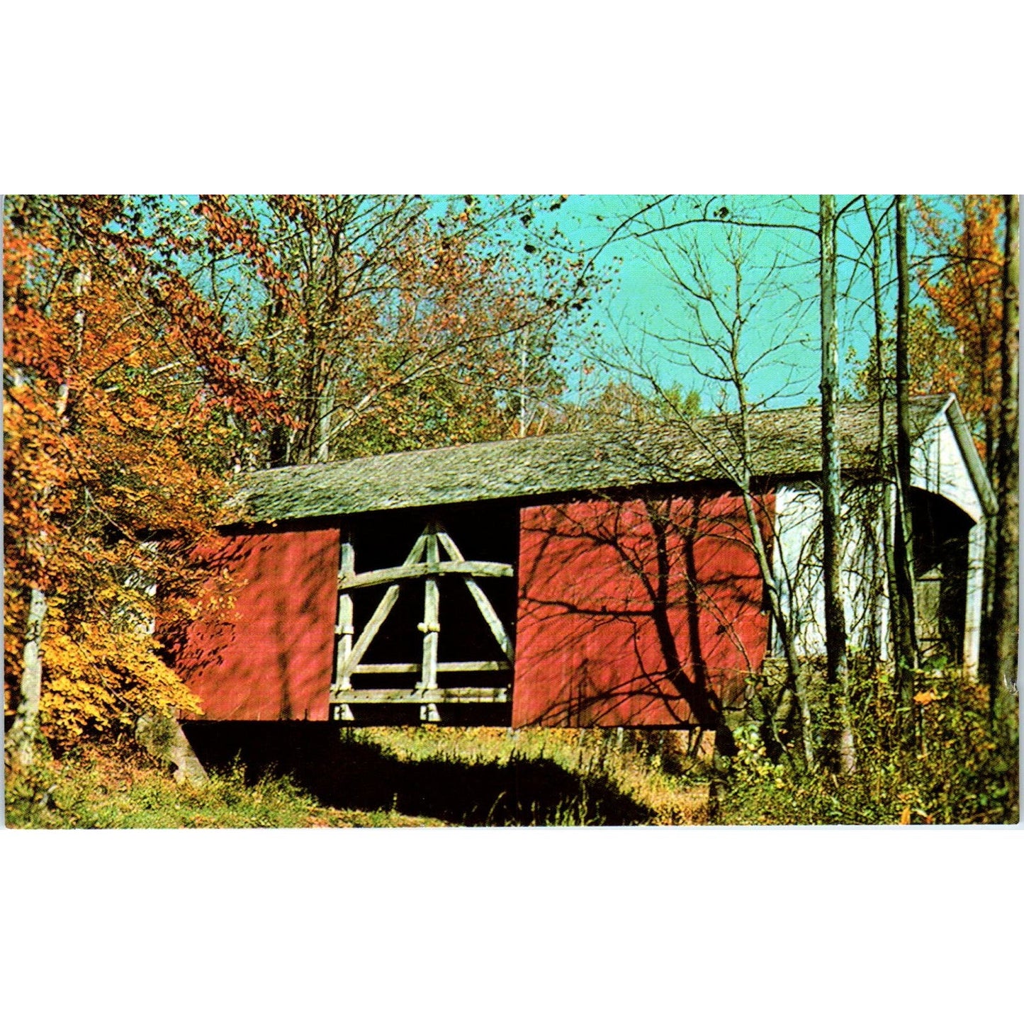 Jackson Bridge Parke County Indiana Vintage Covered Bridge Postcard PC14
