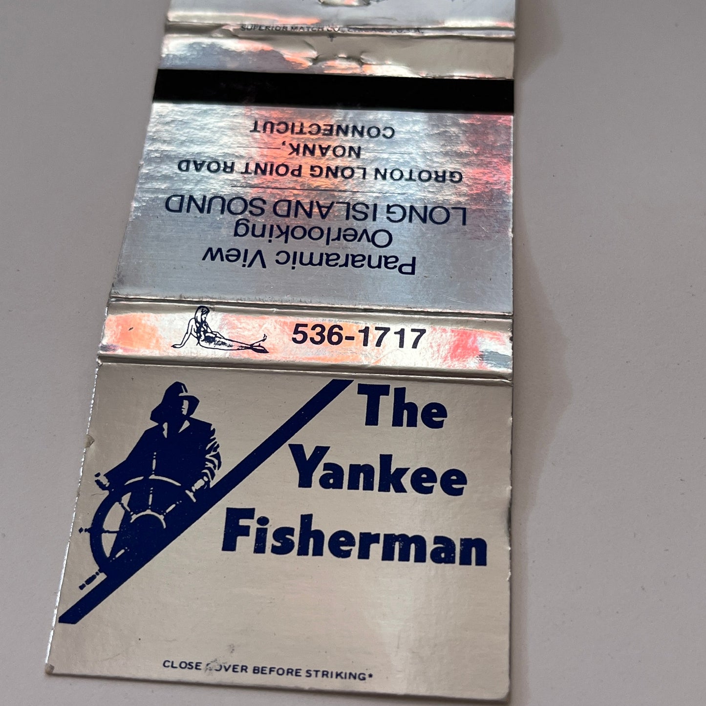 The Yankee Fisherman Groton Long Point Road Noank CT Matchbook Cover TB6-MB1-9