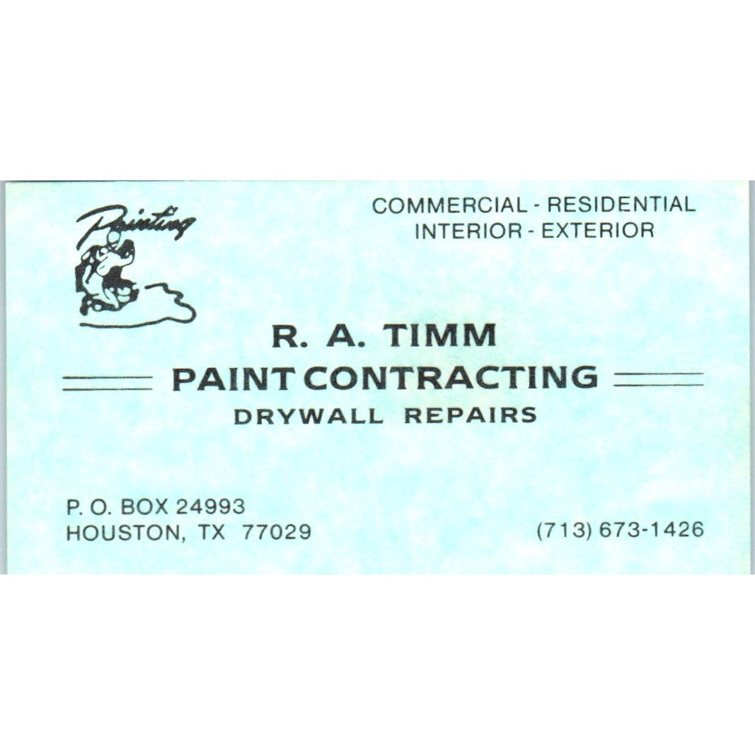 R.A. Timm Paint Contracting Drywall Houston TX Vintage Business Card SD8-B14