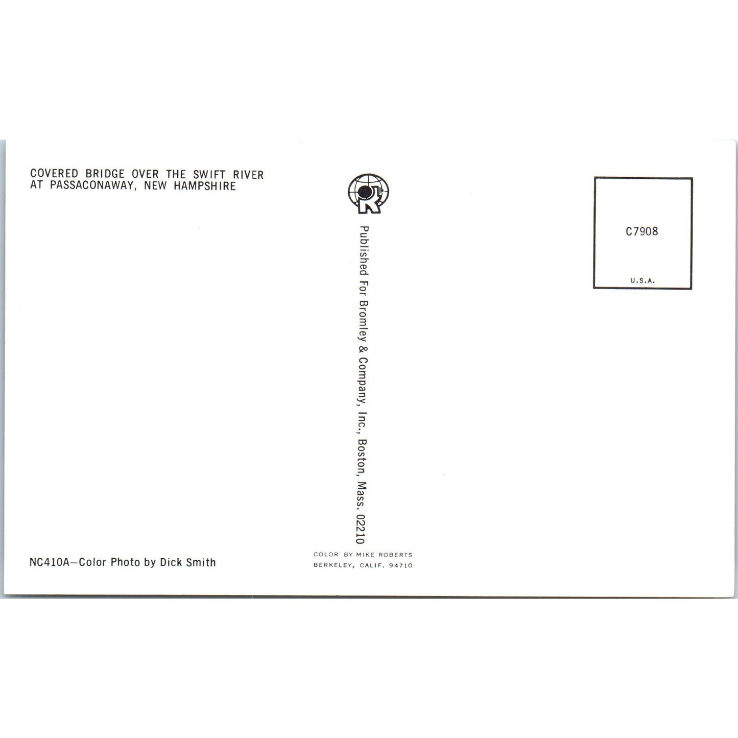 Swift River Passaconaway NH Vintage Covered Bridge Postcard PC13