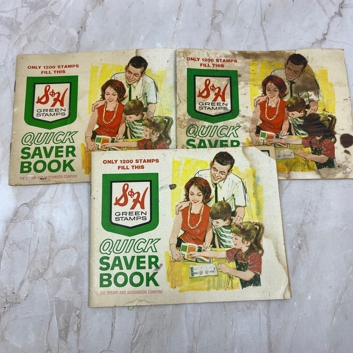 Vintage Lot of 3 S&H Green Stamps Quicksaver Books H3-1