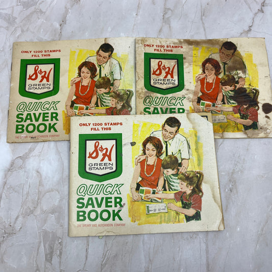 Vintage Lot of 3 S&H Green Stamps Quicksaver Books H3-1