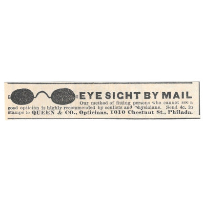 Eyesight by Mail Queen & Co Optical Philadelphia PA 1892 Magazine Ad AB6-S4