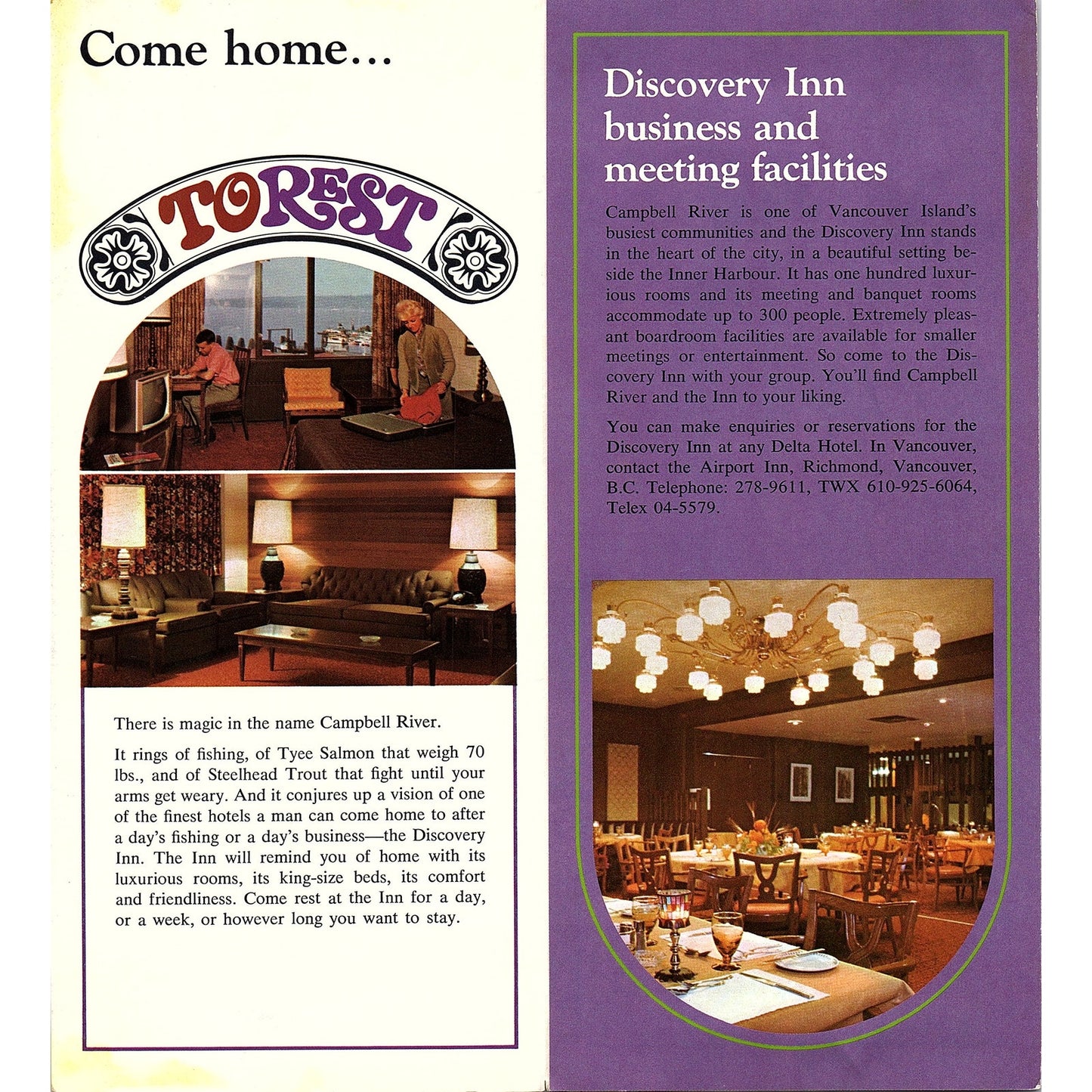 Campbell River Discovery Inn Vancouver BC Travel Brochure TH2-TB4