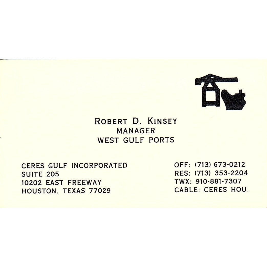 Robert D Kinsey West Gulf Ports Houston Vintage Business Card SC9-B2