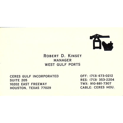 Robert D Kinsey West Gulf Ports Houston Vintage Business Card SC9-B2
