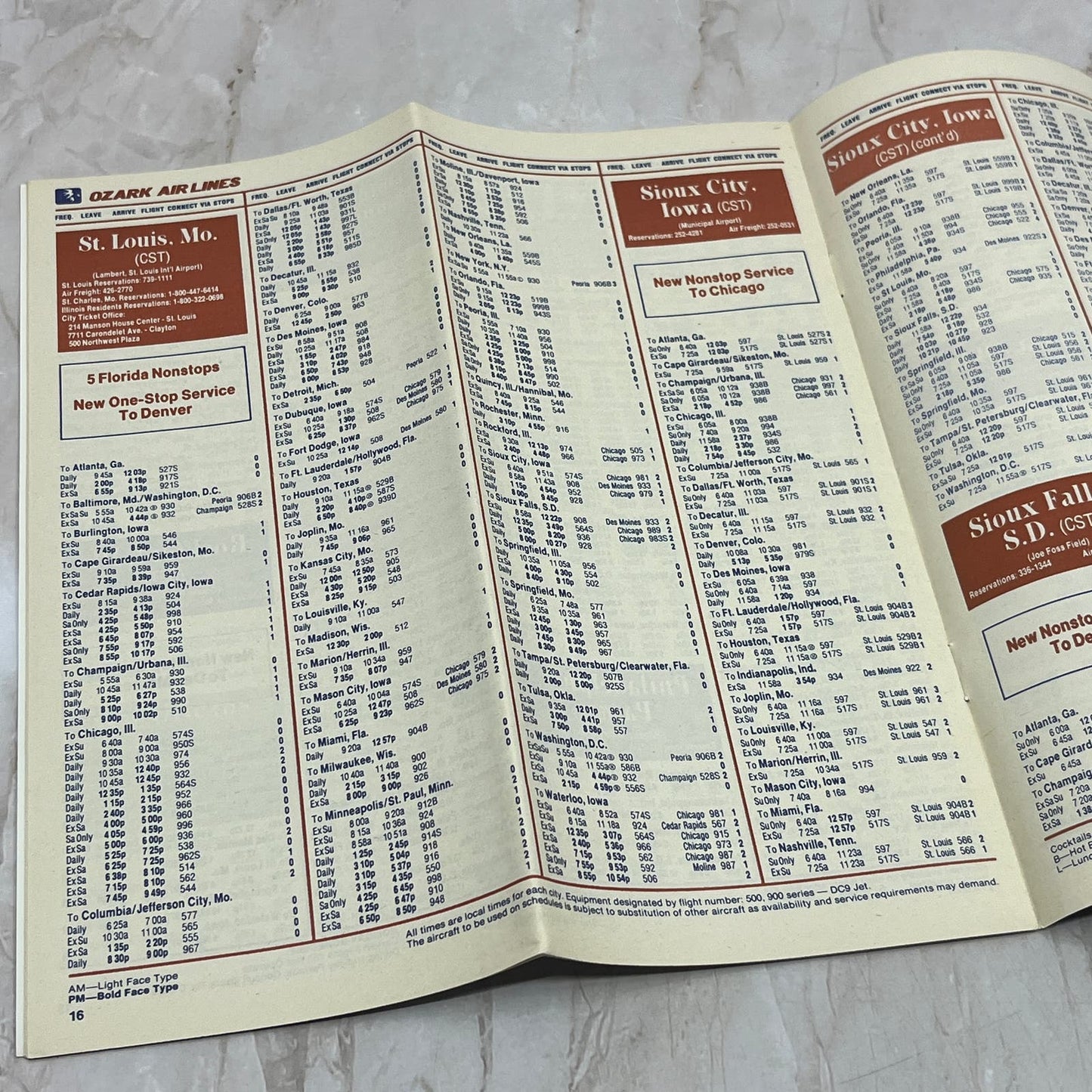 1980 Ozark Airlines System Timetable Oct. 26 TJ4-P2