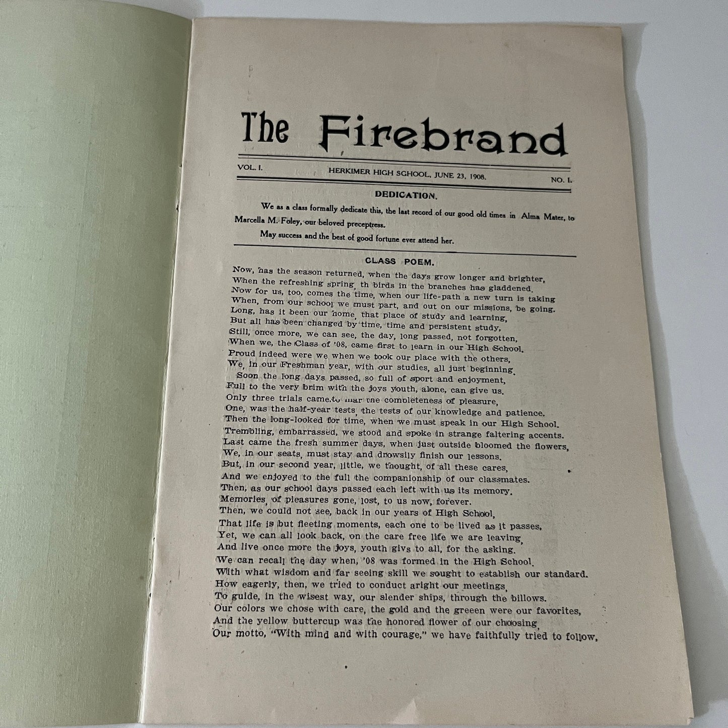 Class of 1908 Herkimer High School - The Firebrand Class Booklet New York TE2-BB