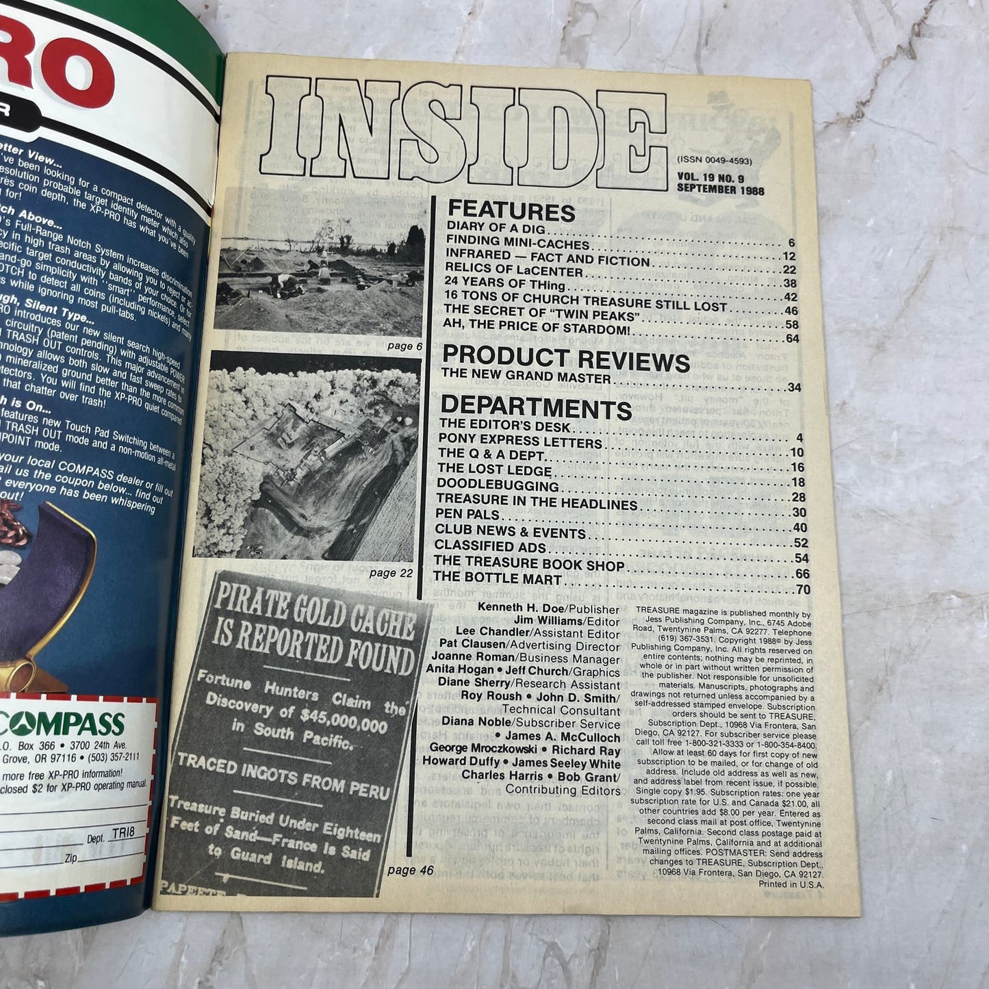 1988 Sept - Treasure Magazine - Treasure Hunting Prospecting Metal Detector M16