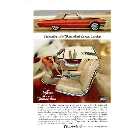 Ford Thunderbird Special Landau Automobile Car - Vintage Magazine Ad D20