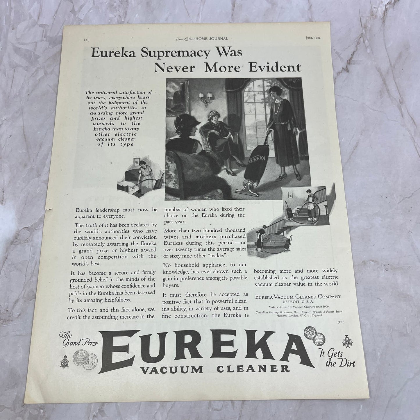 Eureka Vacuum Cleaner Company Detroit MI 1918 Magazine Ad FL6-11
