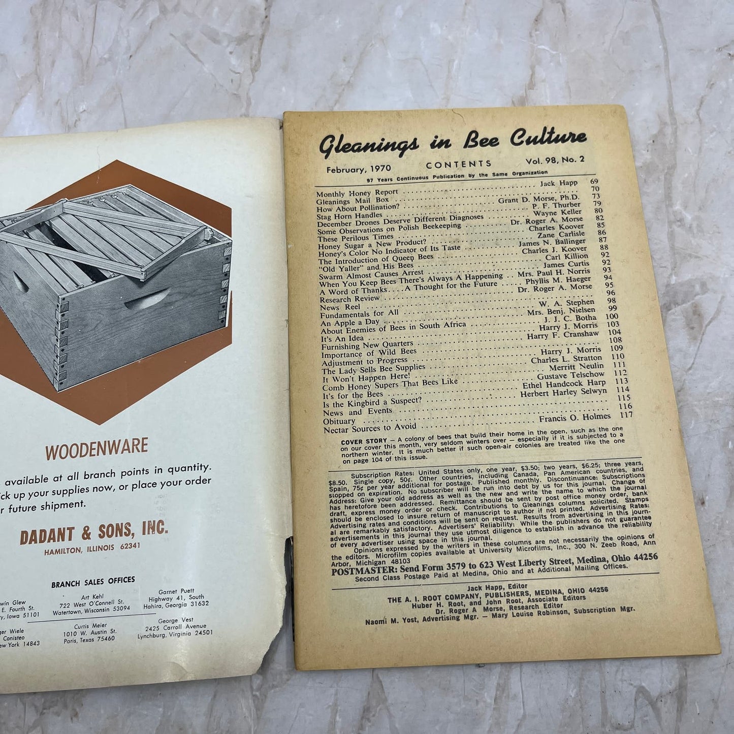 1970 Feb Gleanings in Bee Culture Magazine Bees Beekeeping Honey TD7