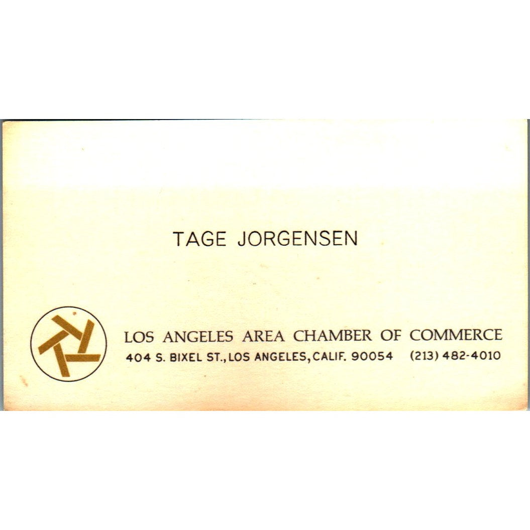 Tage Jorgensen Los Angeles Area Chamber of Commerce Vintage Business Card SE3-B9