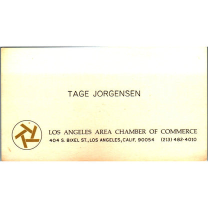 Tage Jorgensen Los Angeles Area Chamber of Commerce Vintage Business Card SE3-B9