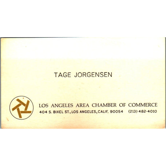 Tage Jorgensen Los Angeles Area Chamber of Commerce Vintage Business Card SE3-B9