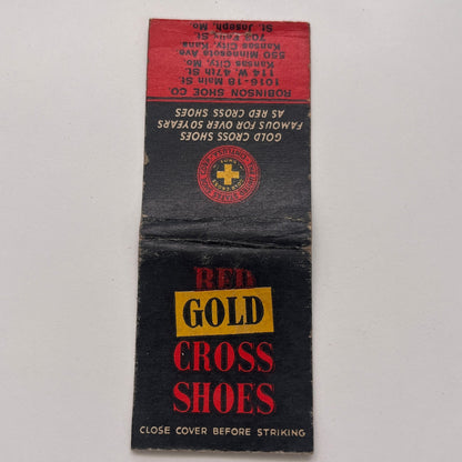 Robinson Shoe Co Gold Cross Shoes Kansas City Vintage Matchbook Cover MM3-4