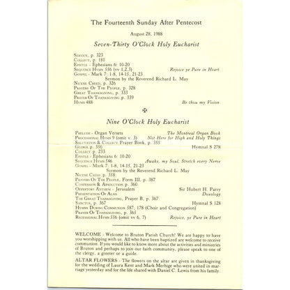 1988 Bruton Parish Church VA 14th Sunday After Pentecost Program AD8-R7