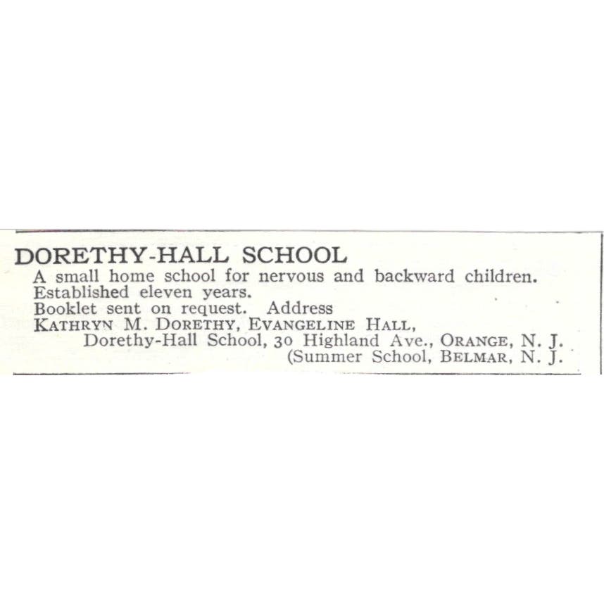 Dorethy-Hall School Kathryn Dorethy Evangeline Hall Orange NJ c1918 Ad AE5-SV2