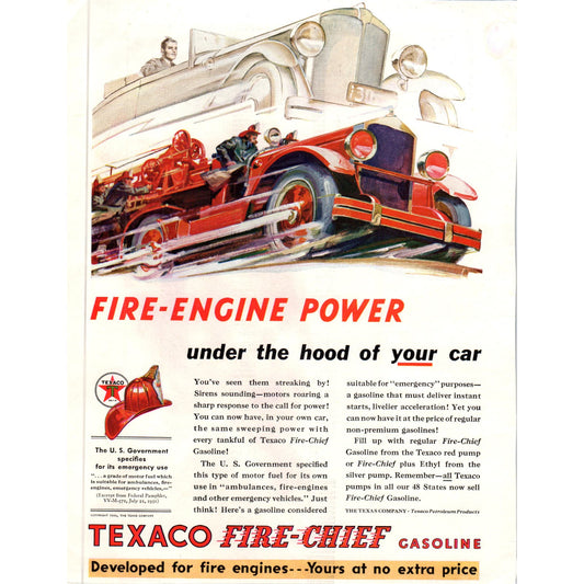 Texaco Fire-Chief Gasoline 1932 Vintage Magazine Ad D10