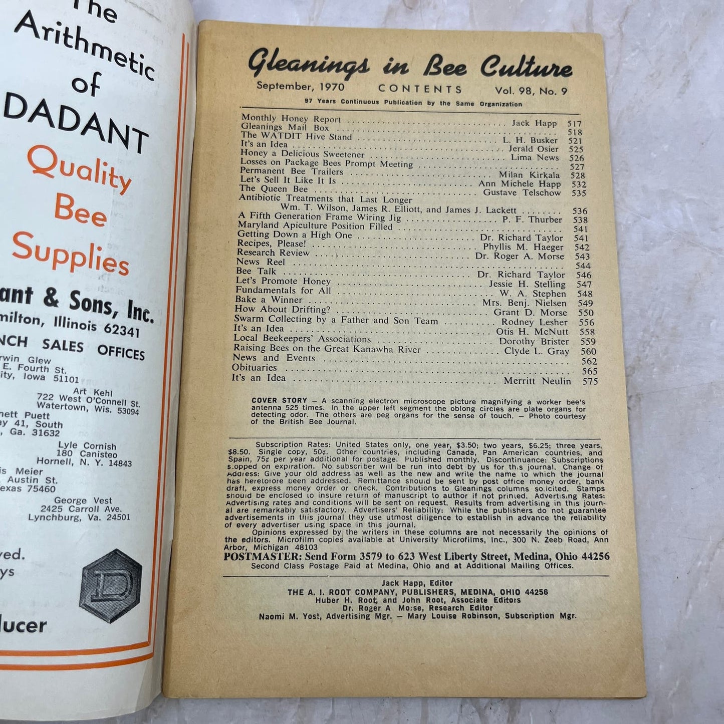 1970 Sept Gleanings in Bee Culture Magazine Bees Beekeeping Honey TD7