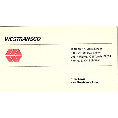 Westransco R.E. Lewis Los Angeles CA Vintage Business Card SB4-B6