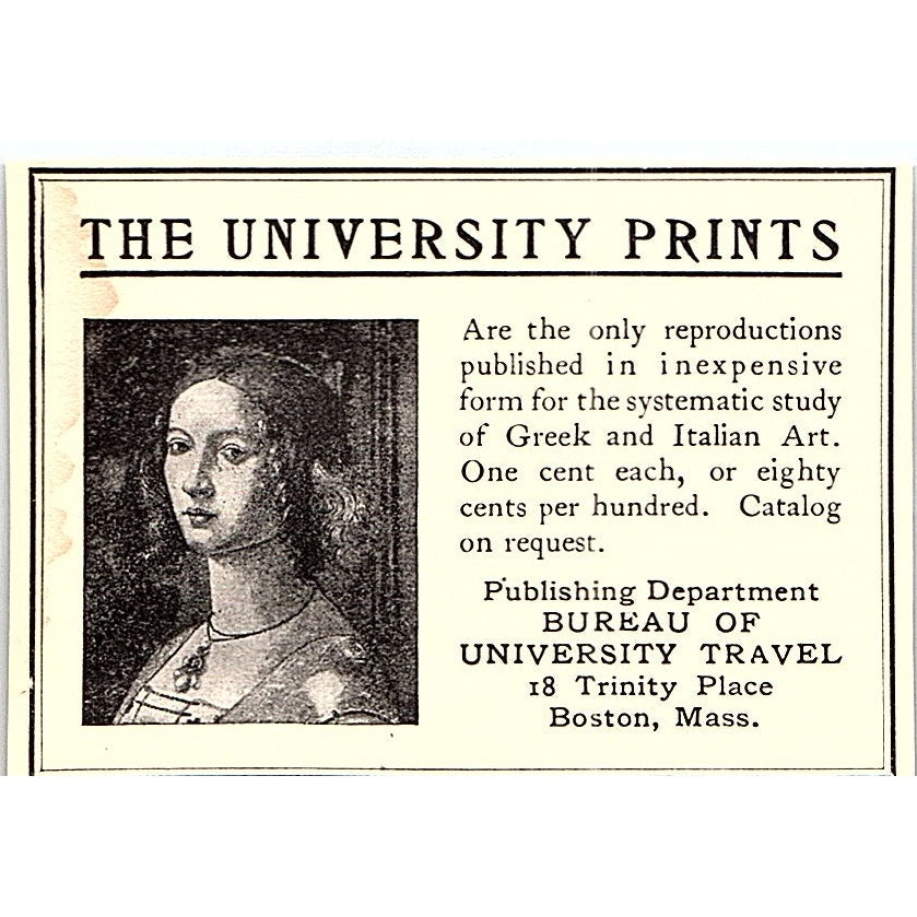The University Prints Bureau of University Travel Boston - 1906 Ad AF5-3