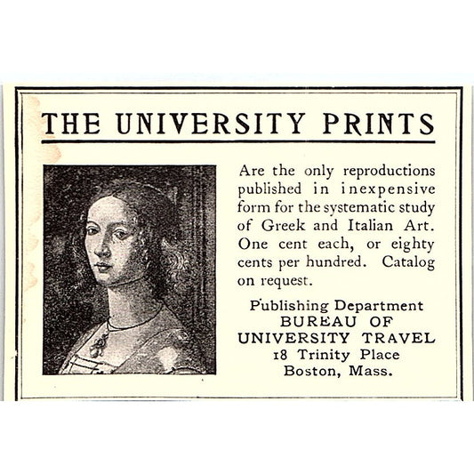 The University Prints Bureau of University Travel Boston - 1906 Ad AF5-3