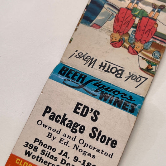 Ed's Package Store Ed Nogas Wethersfield CT Vintage Matchbook Cover TB8-MB-15