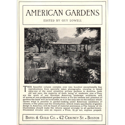 Bates & Guild Co American Gardens Guy Lowell c1905 Victorian Ad D13