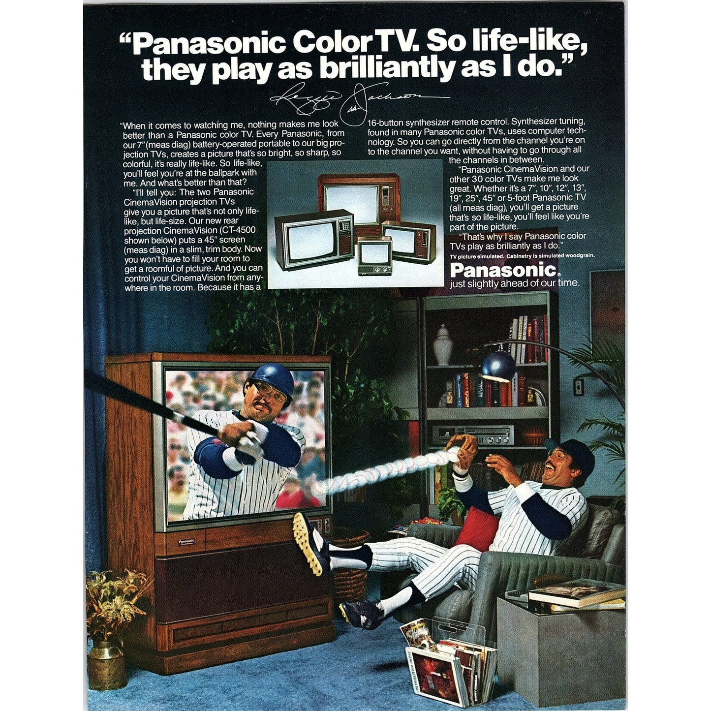 Reggie Jackson Yankees Panasonic Color TV 8x11" 1981 Ad D26