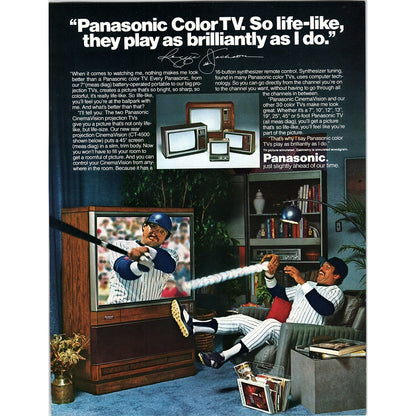 Reggie Jackson Yankees Panasonic Color TV 8x11" 1981 Ad D26