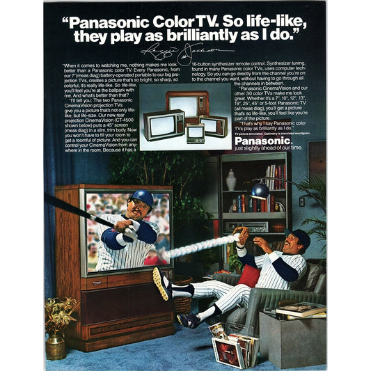 Reggie Jackson Yankees Panasonic Color TV 8x11" 1981 Ad D26