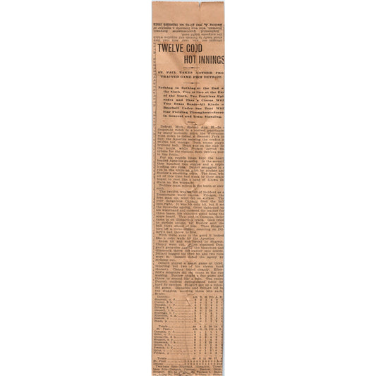 St. Paul Apostles Baseball Scores Highlights St. Paul 1898 Newspaper Ad AF2-A2