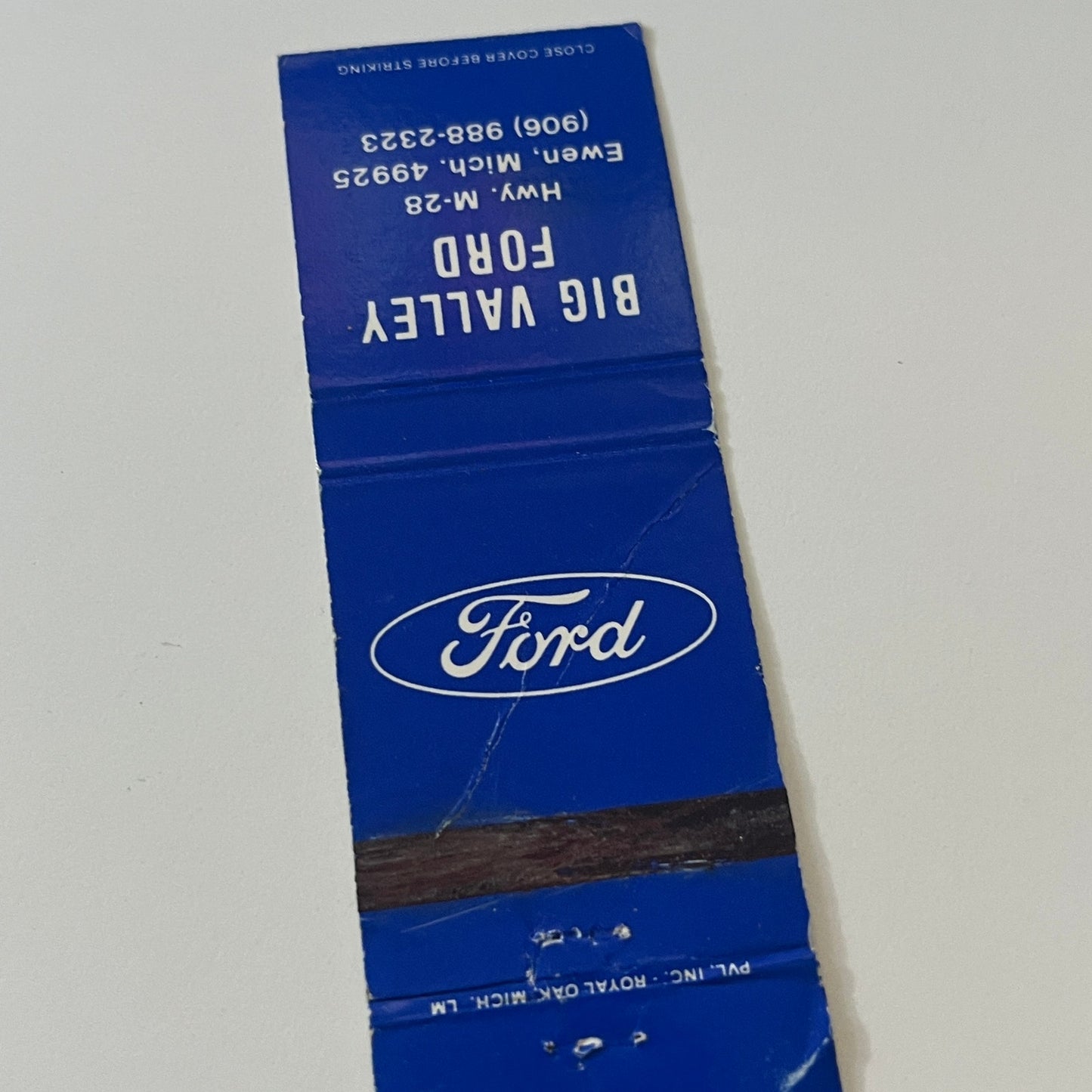 Big Valley Ford Dealership Ewen MI Vintage Matchbook Cover MB59-4